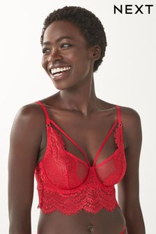 Red Non Pad Balcony Glamour Lace Wired Strappy Bra (366040) | €12