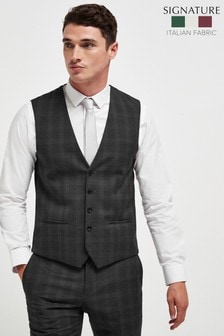 Charcoal Grey Waistcoat Signature Tollegno Fabric Slim Fit Suit (366105) | 11 €