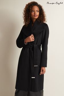 Phase Eight Black Petite Nicci Wool Coat (366106) | OMR116