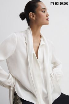 Reiss Ivory Giselle Tie Detail Blouse (366228) | €215