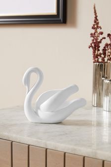 White Mini Contemporary Swan Ornament (366491) | ₪ 46
