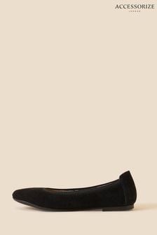 Accessorize Suede Ballet Black Shoes (366642) | $73