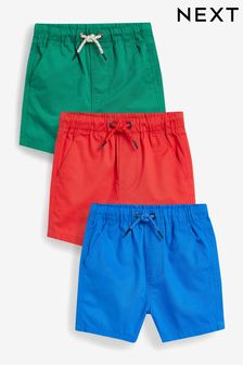 Rdeča/kobaltno zelena - Komplet 3 kratkih hlač z elastičnim pasom (3 mesecev–7 let) (367374) | €23 - €31