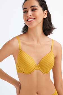 Ochre Yellow/Grey Pad Full Cup Stripe Smoothing T-Shirt Bras 2 Pack (367435) | €27