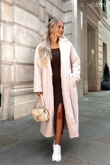 In The Style Pink Gemma Louise Miles Borg Longline Belted Coat (367772) | €41