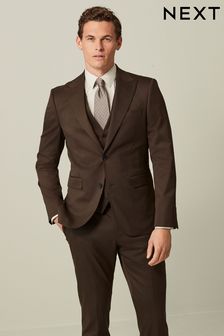 Brown Slim Fit Wool Blend Suit Jacket (368380) | LEI 731