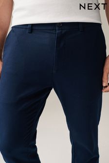 Navy Blue Slim Textured Soft Touch Stretch Denim Jean Style Trousers (368750) | €17