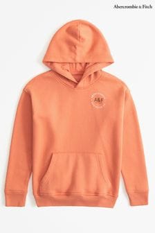 Sweat à capuche Abercrombie & Fitch orange imprimé avec logo au dos (369169) | €47
