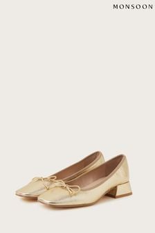 Monsoon Gold Squared-Toe Block Heels (369523) | €83