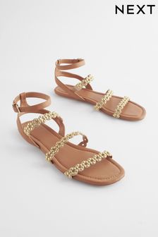 Tan Brown Regular/Wide Fit Forever Comfort® Studded Detail Sandals (369732) | AED144