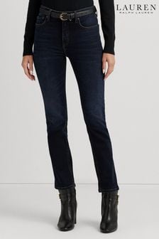 Niebieskie jeansy Lauren Ralph Lauren do kostki z wysokim stanem i prostymi nogawkami (369894) | 502 zł