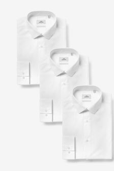 White Slim Fit Single Cuff Cotton Shirts 3 Pack (370036) | BGN 117