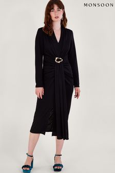 Monsoon Black Toria Trim Long Sleeve Dress (370196) | €120