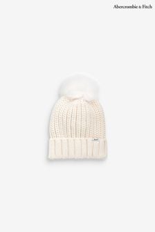 Abercrombie & Fitch Cream Pom Pom Beanie Hat (370228) | NT$930