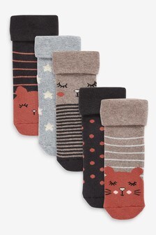 5 Pack Towelling Character Ankle Socks