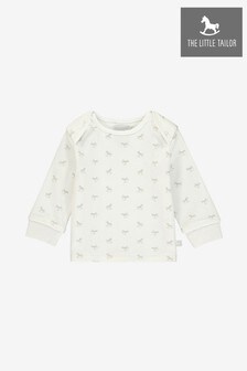Bluză din jerseu cu imprimeu peste tot The Little Tailor Rocking Horse albă (370399) | 42 LEI