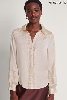 Monsoon Alma Satin Lace Blouse