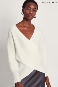 Monsoon White Wrap Pippa Jumper (371099) | AED426