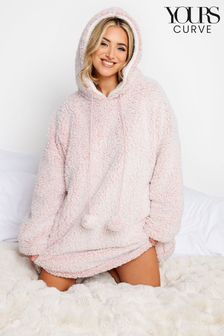 Yours Curve Pink Frost Tipped Snuggle Hoodie (371156) | 172 SAR