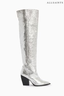 AllSaints Silver Reina Metallic Boots