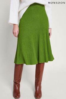 Monsoon Green Ola Ottoman Rib Skirt (371389) | CA$200
