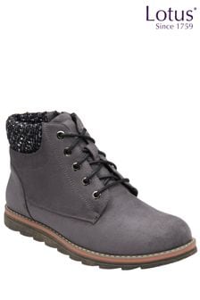 Lotus Grey Lace-Up Ankle Boots (371623) | €86