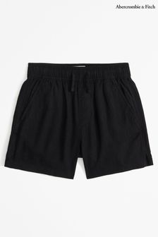 Abercrombie & Fitch Elasticated Waist Linen Look Black Shorts