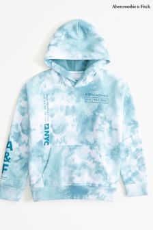 Abercrombie & Fitch Blue Tie-Dye Abstract Logo Hoodie