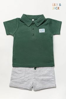 Set bluză polo din amestec de bumbac și pantaloni scurți Lily &Jack Gri (371887) | 120 LEI