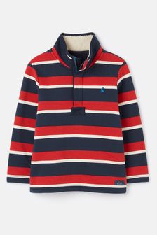 Joules Winter Dale Red/Navy Quarter Zip Sweatshirt with Fleece Lining (371961) | KRW70,300 - KRW83,200