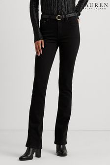 Czarne jeansy Lauren Ralph Lauren z wysokim stanem i rozszerzanymi nogawkami (372034) | 437 zł