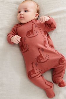 Rust Brown Dinosaur Baby Fleece Lined Sleepsuit (0mths-3yrs) (372091) | €16 - €17