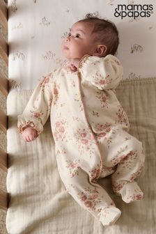 Mamas & Papas Cream Floral Print Baby Sleepsuit (372100) | 23 €