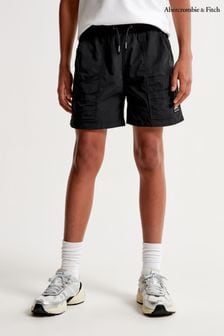 Pantaloni scurți de Abercrombie & Fitch Negru talie elastică Negru (372323) | 263 LEI