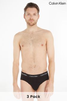 黑色 - Calvin Klein棉質彈力三角褲3件裝 (372956) | HK$432