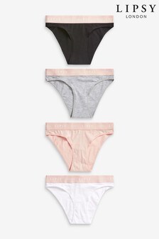 Lipsy Cotton Logo Knickers 4 Pack (373313) | €22