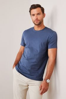 Синий деним - Стандартный крой - Базовая футболка с круглым вырезом (373442) | 5 350 тг