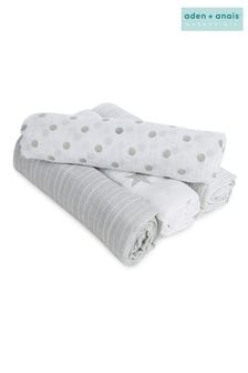 aden + anais Grey Essentials Cotton Muslin Blankets 4 Pack (373751) | €37