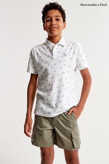 Abercrombie & Fitch Printed White Polo Shirt