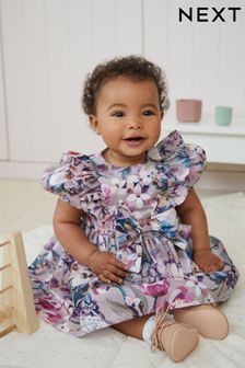 Purple Floral Baby Woven Occasion Dress (0mths-2yrs) (374208) | €30 - €31