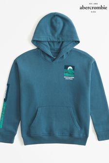Abercrombie & Fitch Kapuzensweatshirt mit Logo und Print auf der Rückseite, Blau (374298) | 62 €