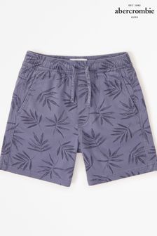 Abercrombie & Fitch Blue Palm Tree Printed Elasticated Waist Shorts