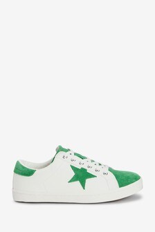 White/Green Extra Wide Fit Forever Comfort® Star Lace-Up Trainers (375228) | 16 €