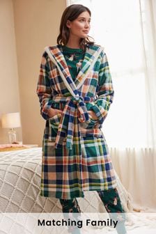 Green Check Womens Matching Family Christmas Supersoft Dressing Gown (375516) | $54