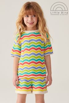 Little Bird by Jools Oliver Rainbow Knitted Crochet Top and Short Set