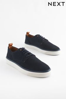 Navy Blue Suede Cupsole Derby Shoes (375996) | €69