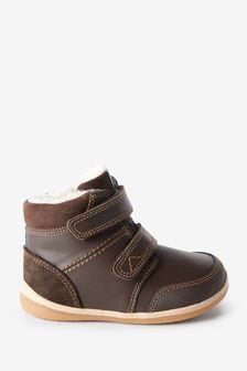 Chocolate Brown Standard Fit (F) Leather First Walker Boots (376006) | €15.50