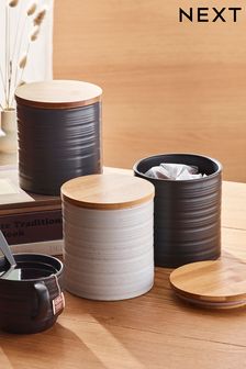 Black Set of 3 Bronx Ceramic Storage Jars (376097) | 40 €