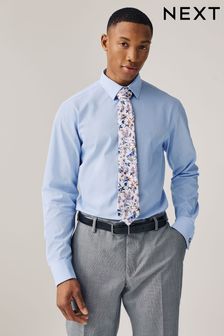 Albastru subțire/Roz Floral - Ocazie Pachet cămașă și cravată (376678) | 266 LEI