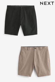 Črno-rumenorjava - Ozek kroj - Komplet 2 raztegljivih chino kratkih hlač (377026) | €33
